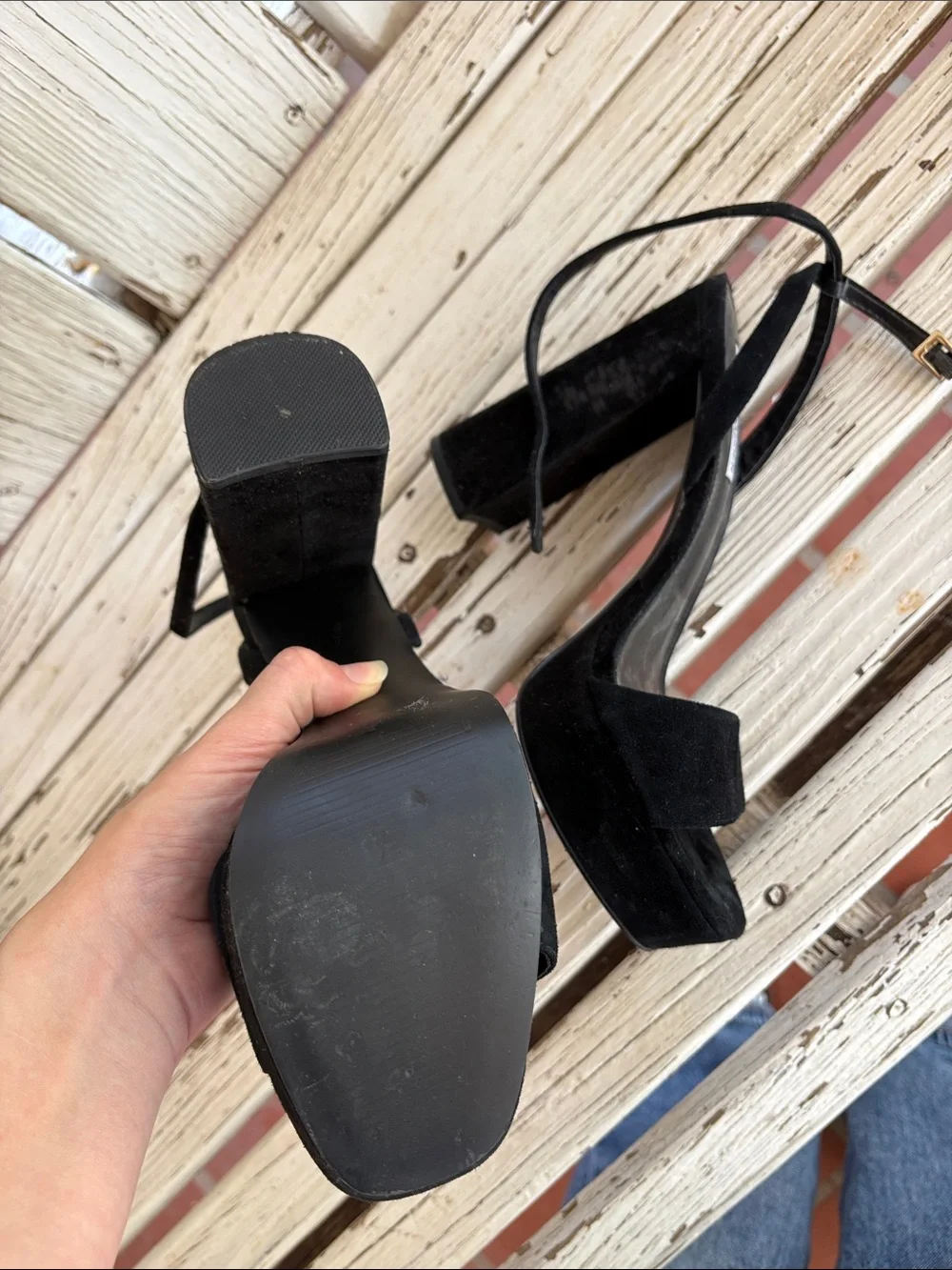 Steve Madden Black Suede Open-Toe Ankle-Strap Heels
